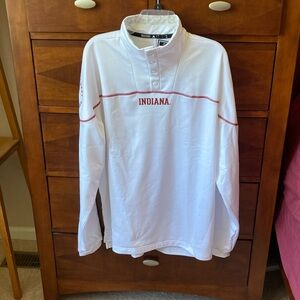 Adidas Men's Indiana University 1/4 Snap Lightweight Jacket - Large -White - New